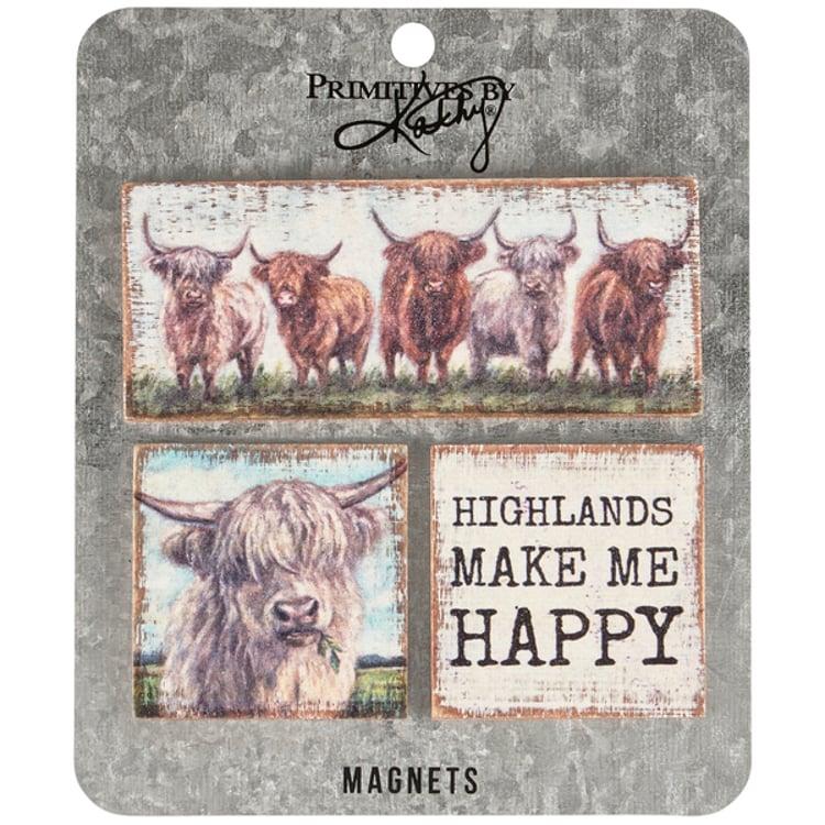 primitives by kathy Highland Cows Magnet Set