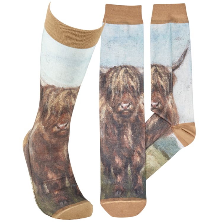 primitives by kathy Highland Cows Socks