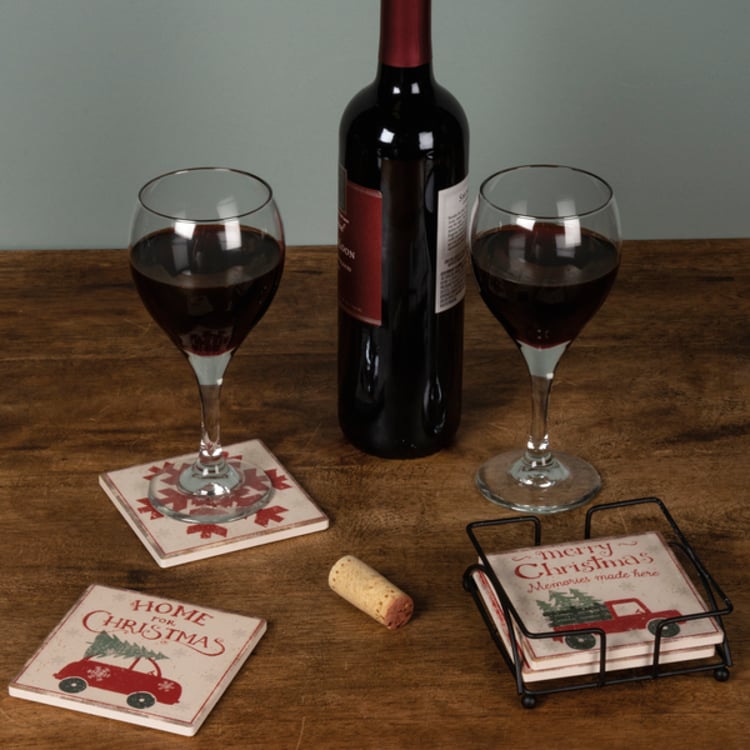 Primitives By Kathy Home For Christmas Coaster Set