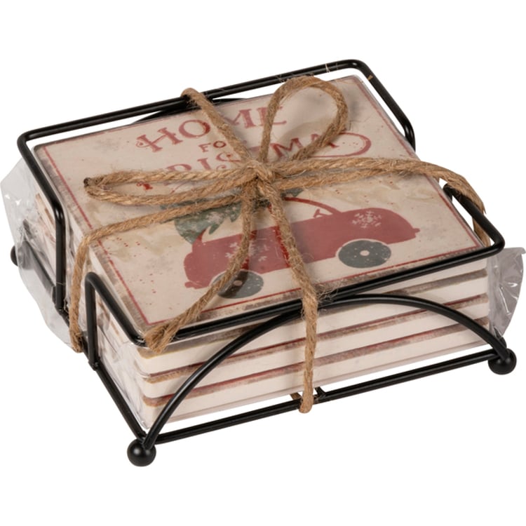 Primitives By Kathy Home For Christmas Coaster Set