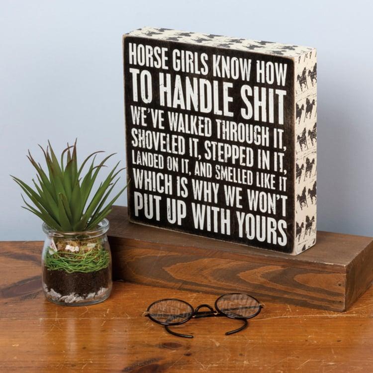 Primitives By Kathy Horse Girls Box Sign