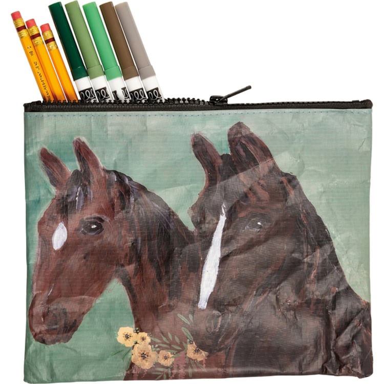 primitives by kathy Horses Zipper Pouch