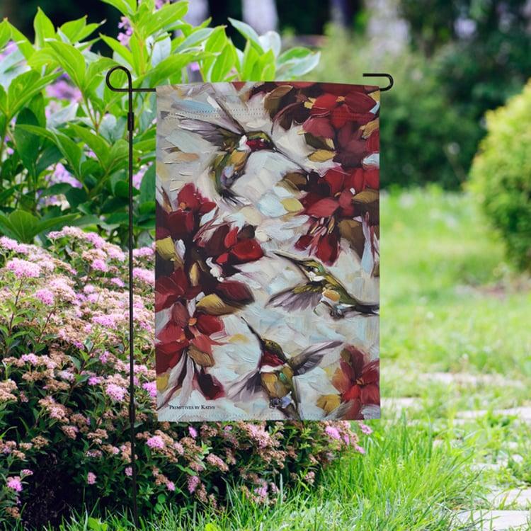 Primitives By Kathy Hummingbird Garden Flag