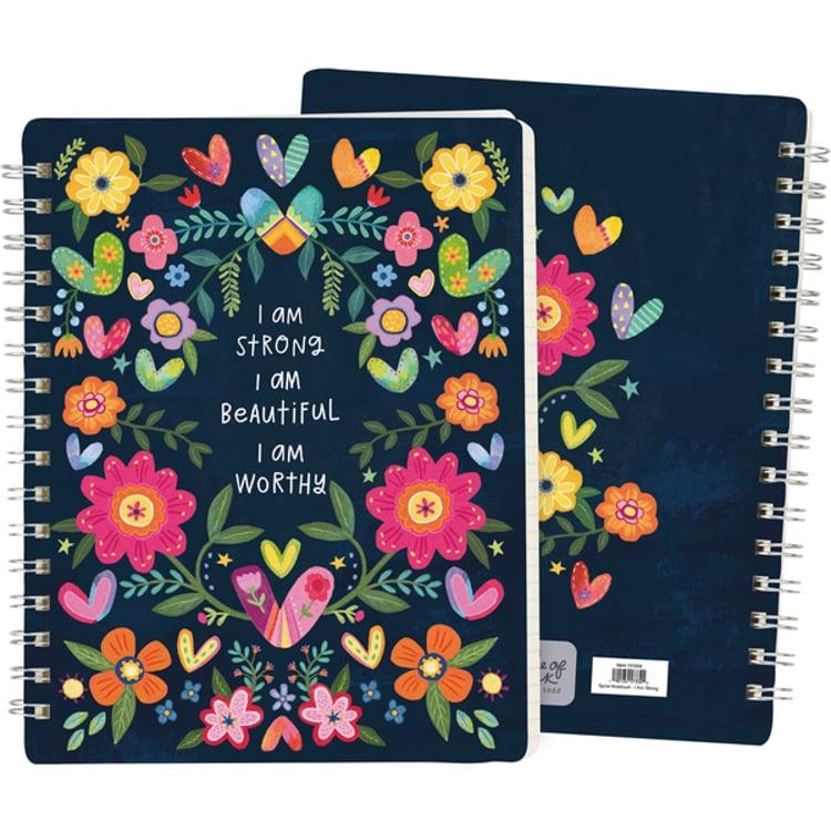 primitives by kathy I Am Strong Spiral Notebook