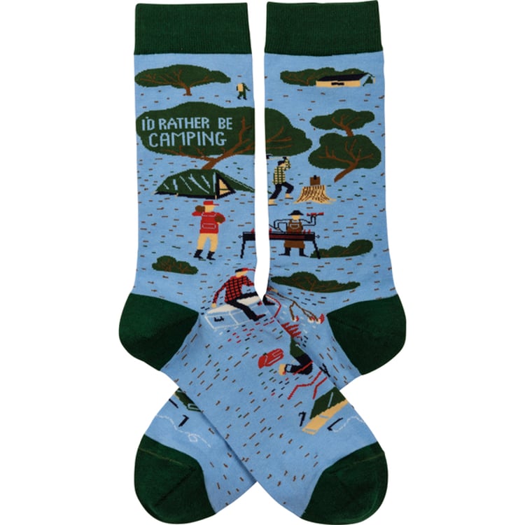 Primitives By Kathy I'd Rather Be Camping Socks