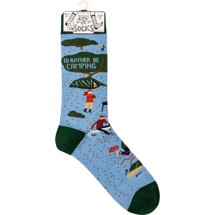 Primitives By Kathy I'd Rather Be Camping Socks