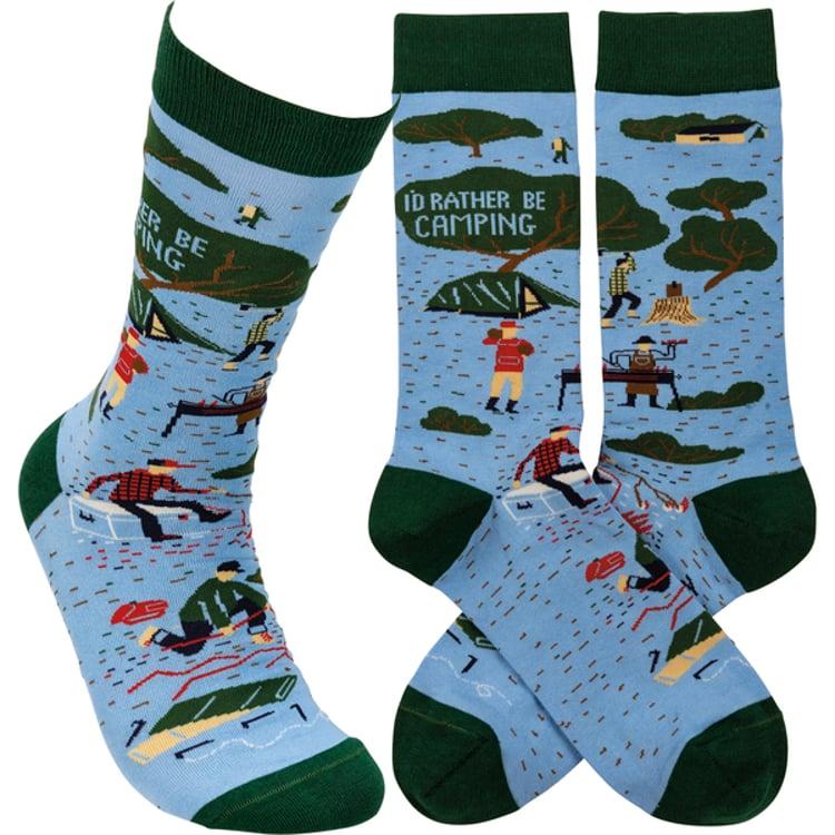 primitives by kathy I'd Rather Be Camping Socks