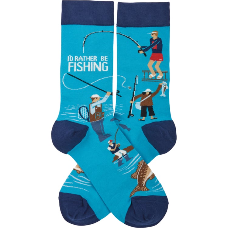 Primitives By Kathy I'd Rather Be Fishing Socks