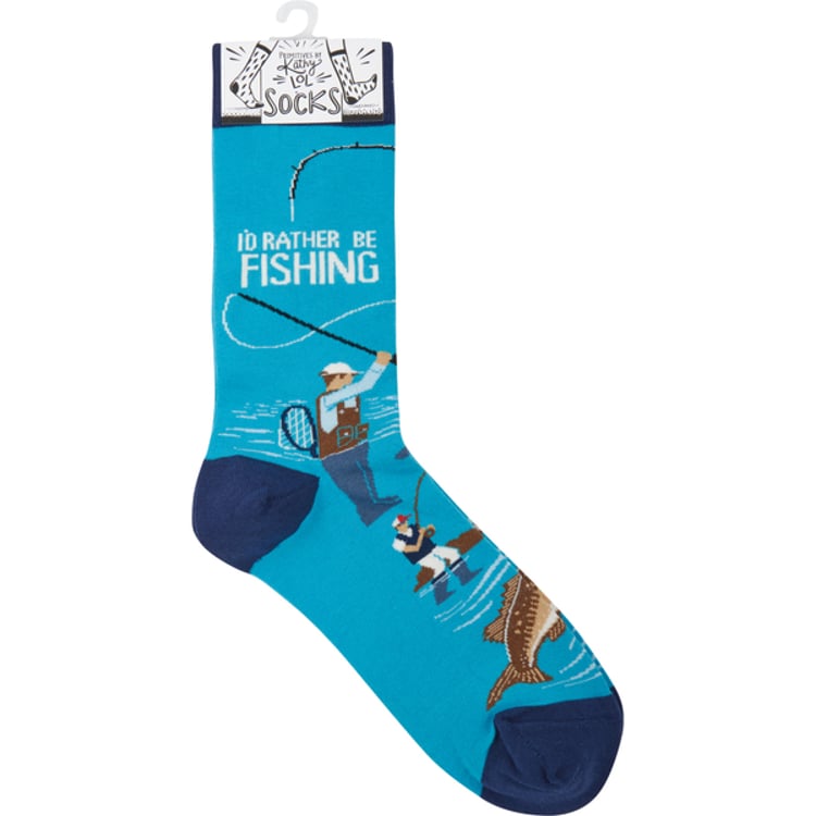 Primitives By Kathy I'd Rather Be Fishing Socks