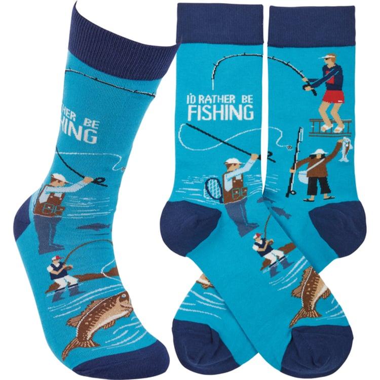 primitives by kathy I'd Rather Be Fishing Socks