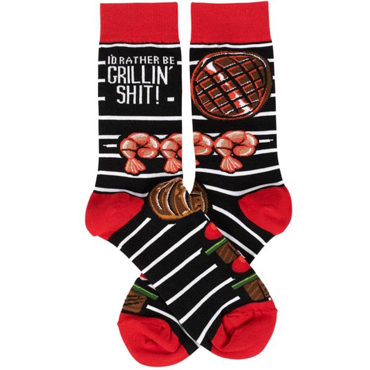 Primitives By Kathy I'd Rather Be Grillin' Socks