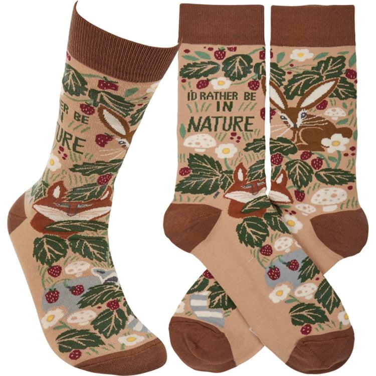 primitives by kathy I'd Rather Be In Nature Socks