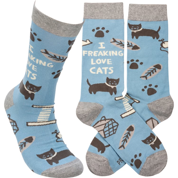 primitives by kathy I Freaking Love Cats Socks