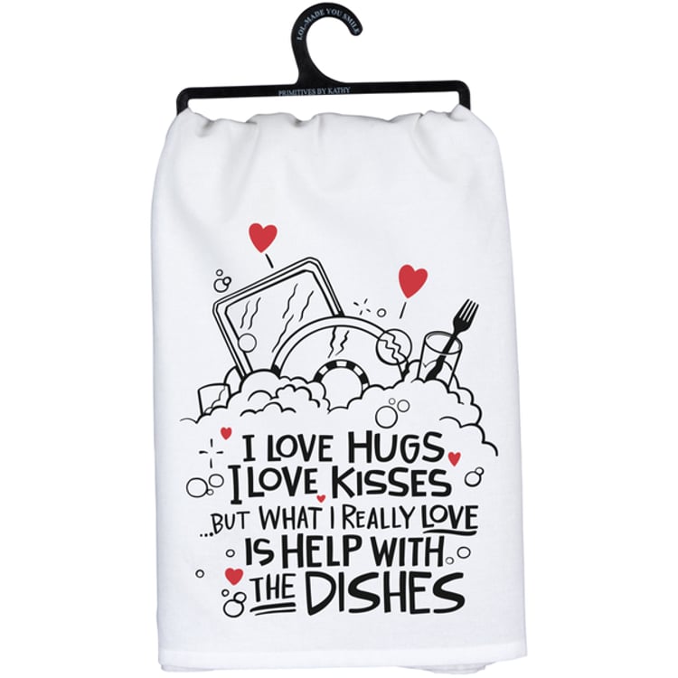 primitives by kathy I Love Hugs Kitchen Towel