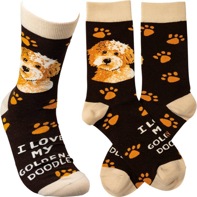 primitives by kathy I Love My Goldendoodle Socks