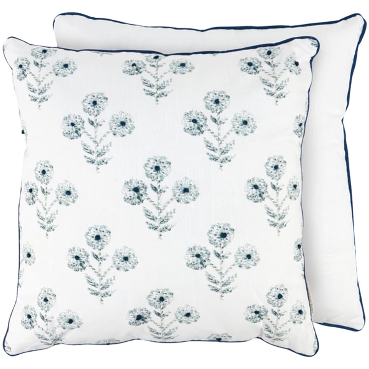 primitives by kathy Indigo Floral Pillow