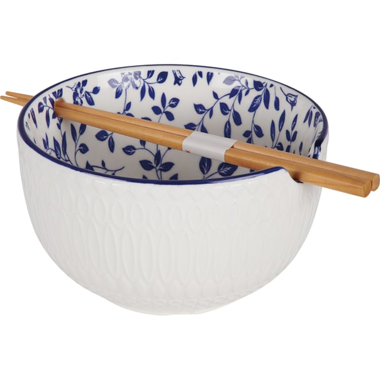 primitives by kathy Indigo Floral Ramen Bowl Set