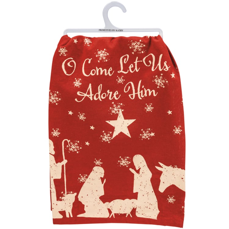 Primitives By Kathy Let Us Adore Him Kitchen Towel