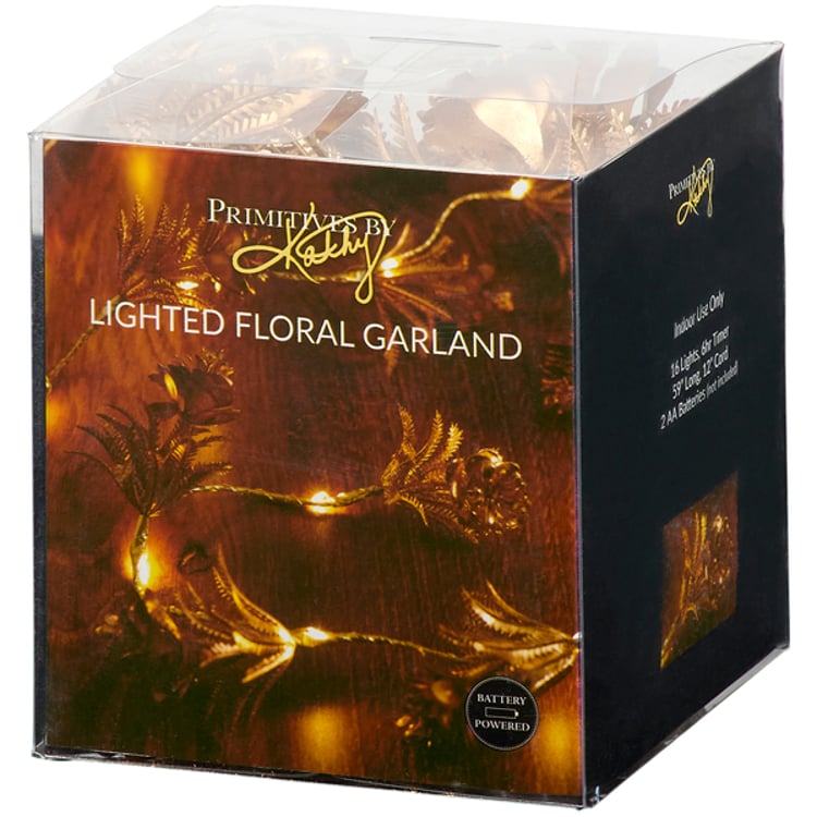 Primitives By Kathy Lighted Golden Pine Garland