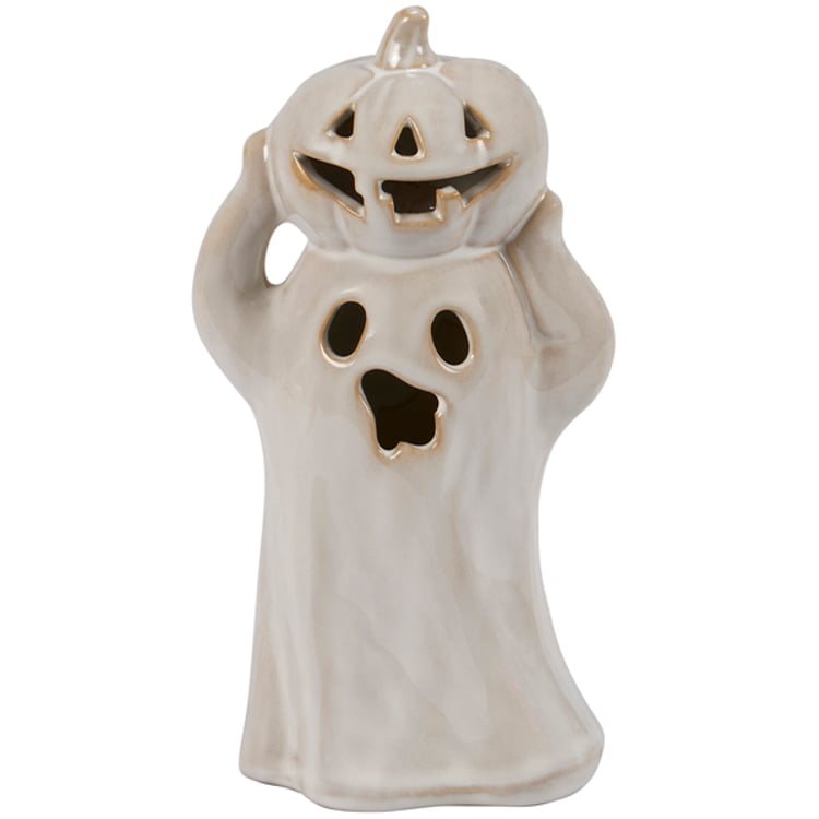 Primitives By Kathy Lighted Pumpkin Ghost Figurine
