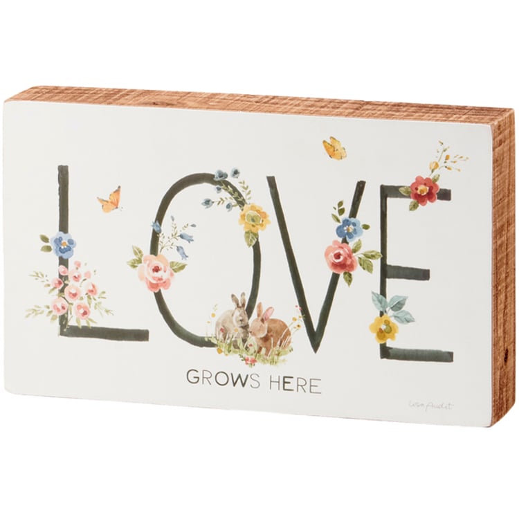 primitives by kathy Love Grows Here Box Sign