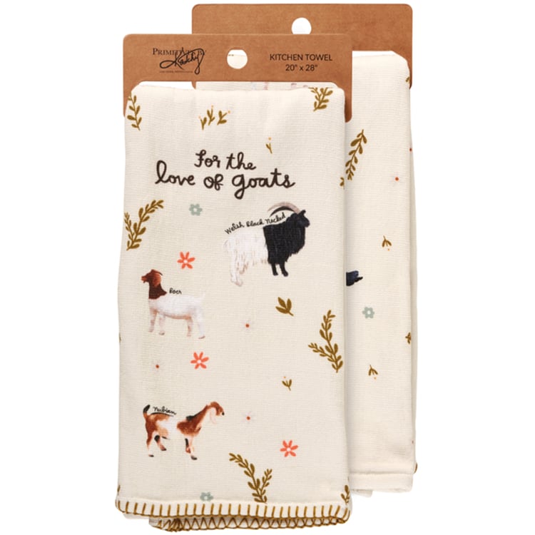 primitives by kathy Love Of Goats Kitchen Towel