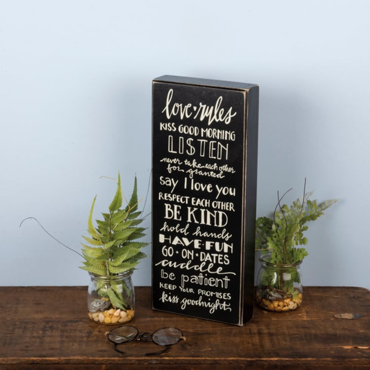 Primitives By Kathy Love Rules Box Sign