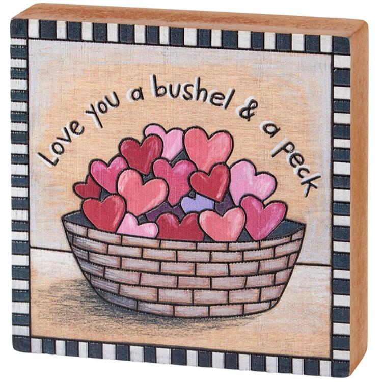 primitives by kathy Love You A Bushel Block Sign