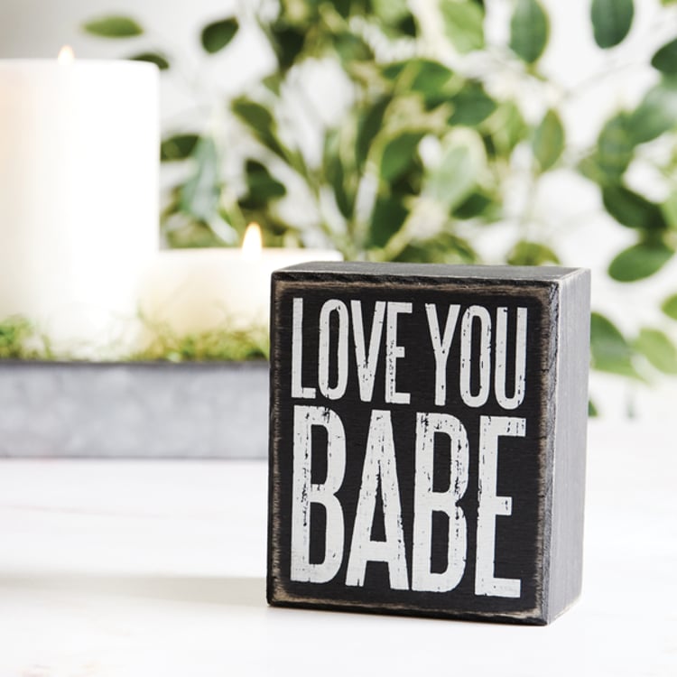 Primitives By Kathy Love You Babe Box Sign