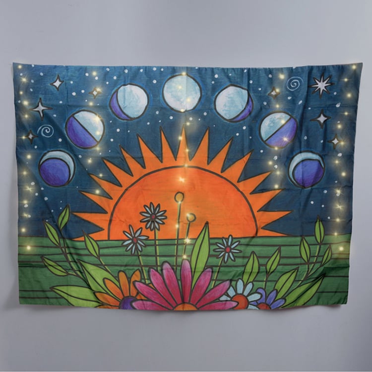 Primitives By Kathy Moon Phases Lighted Tapestry