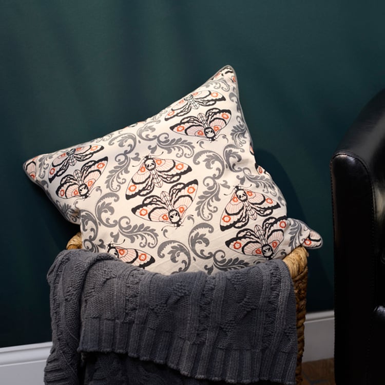 Primitives By Kathy Moth Skull Pillow