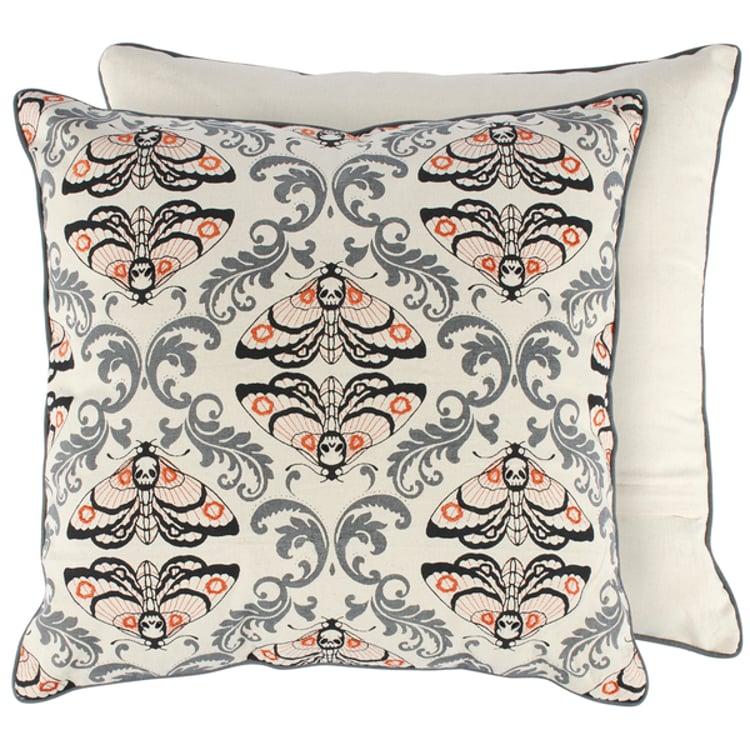 primitives by kathy Moth Skull Pillow