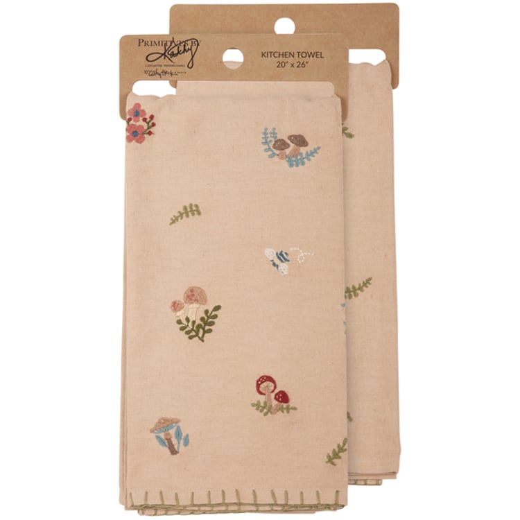 primitives by kathy Mushroom Toss Kitchen Towel