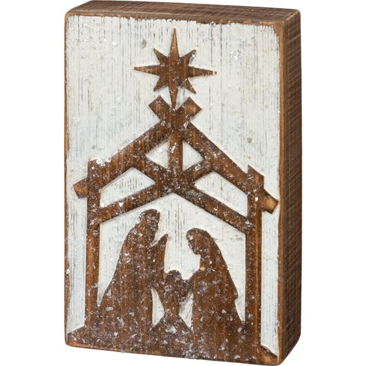 primitives by kathy Nativity Nordic Box Sign