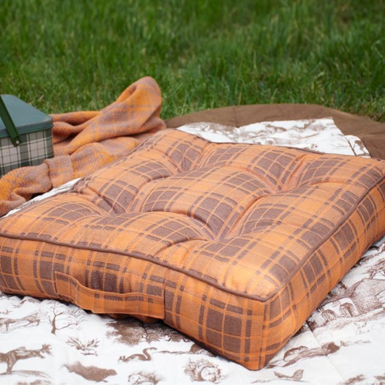 Primitives By Kathy Orange Tartan Floor Pillow