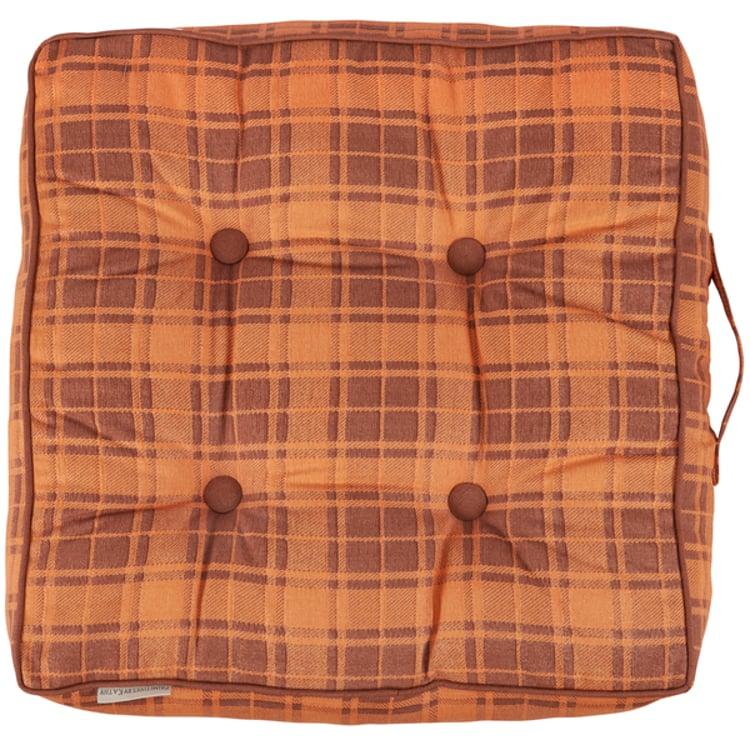 Primitives By Kathy Orange Tartan Floor Pillow