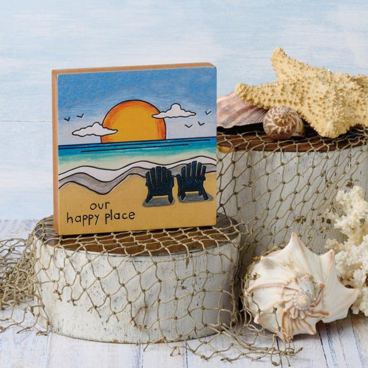 Primitives By Kathy Our Happy Place Block Sign