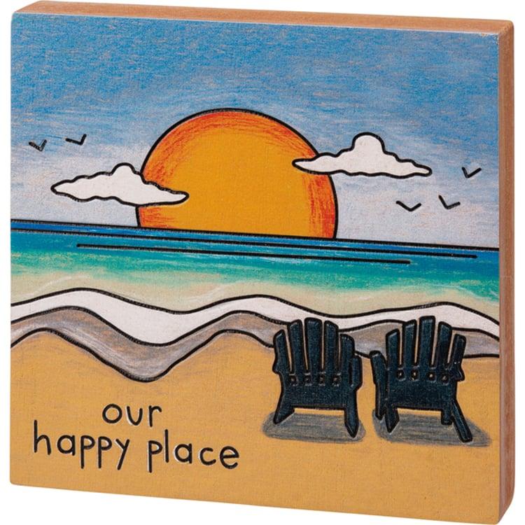 primitives by kathy Our Happy Place Block Sign