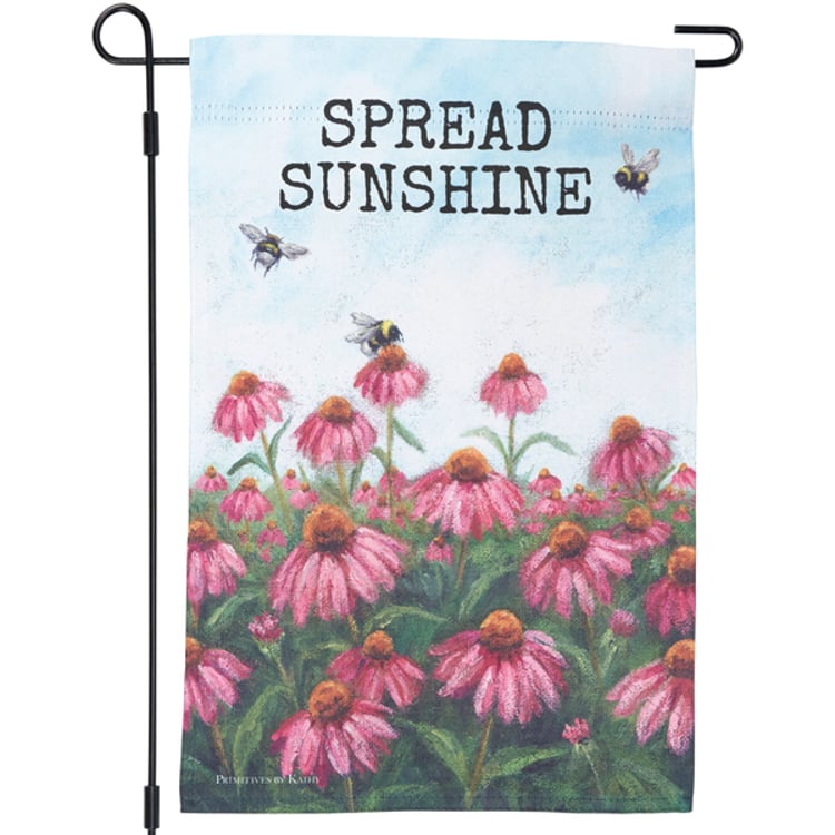 primitives by kathy Pink Coneflower Garden Flag