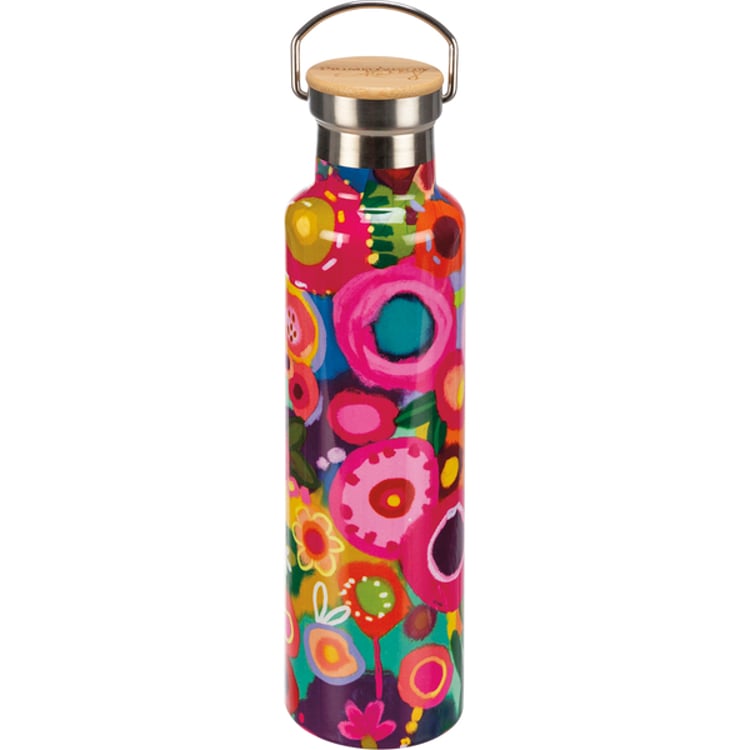 Primitives By Kathy Pink Floral Insulated Bottle