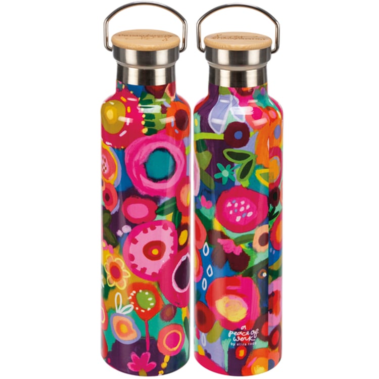 primitives by kathy Pink Floral Insulated Bottle