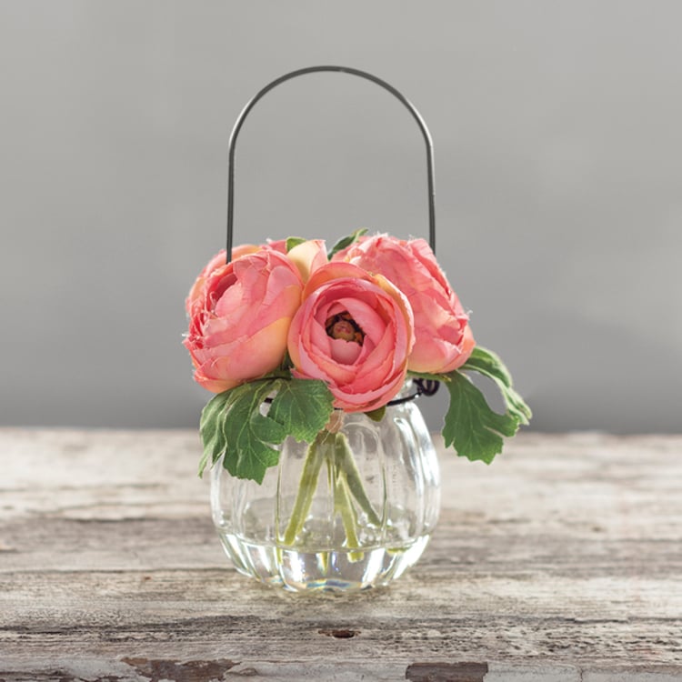 primitives by kathy Pink Ranunculus Vase