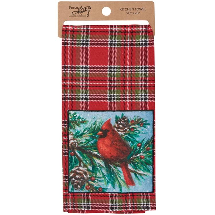 Primitives By Kathy Plaid Cardinal Kitchen Towel