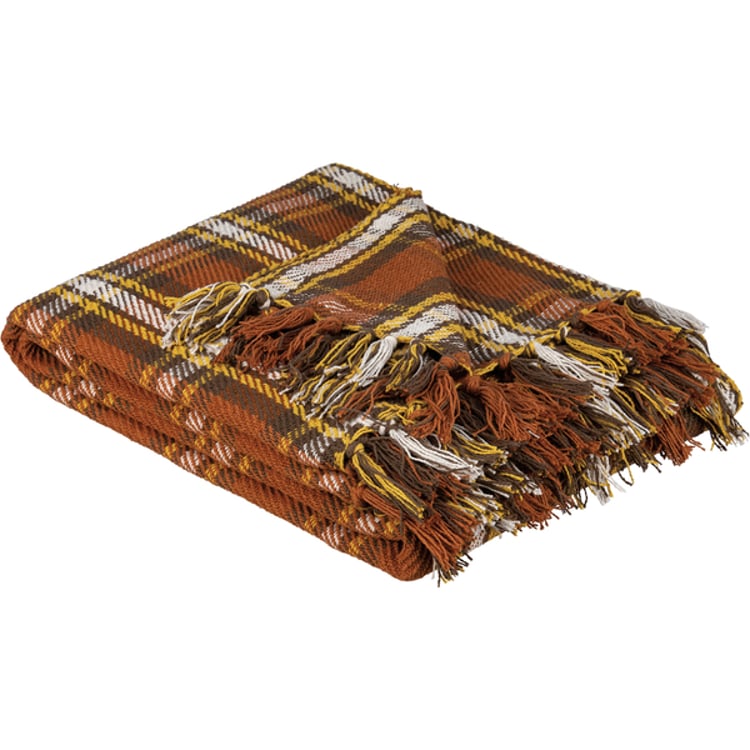 primitives by kathy Plaid Fall Throw Blanket