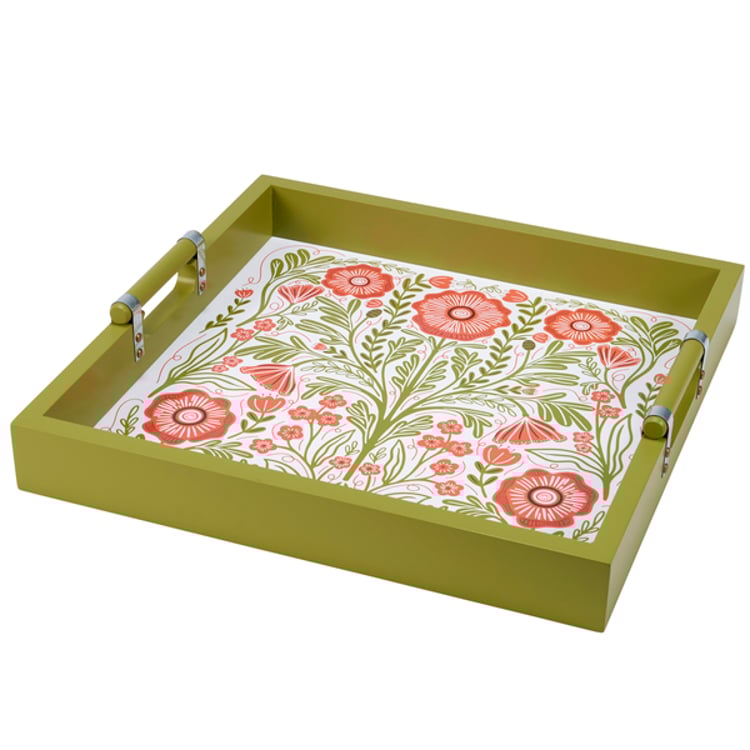 primitives by kathy Poppies Folk Art Tray