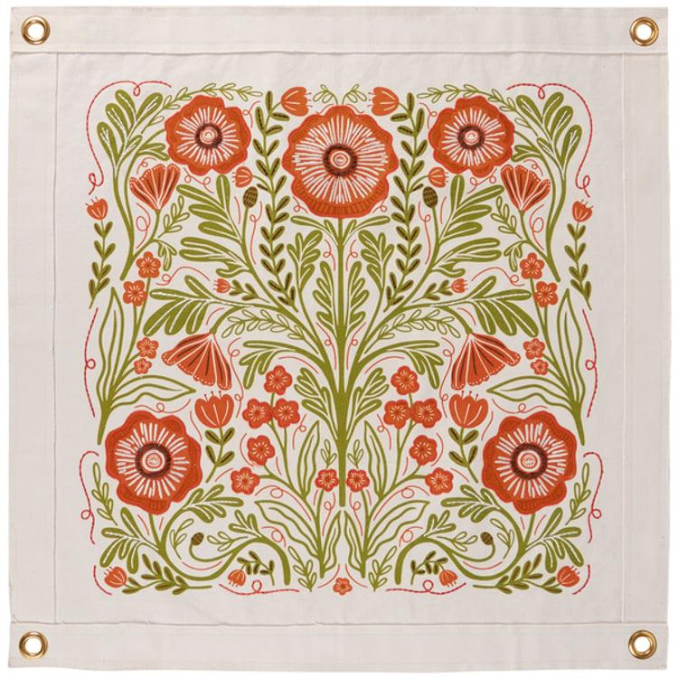 primitives by kathy Poppies Folk Art Wall Banner