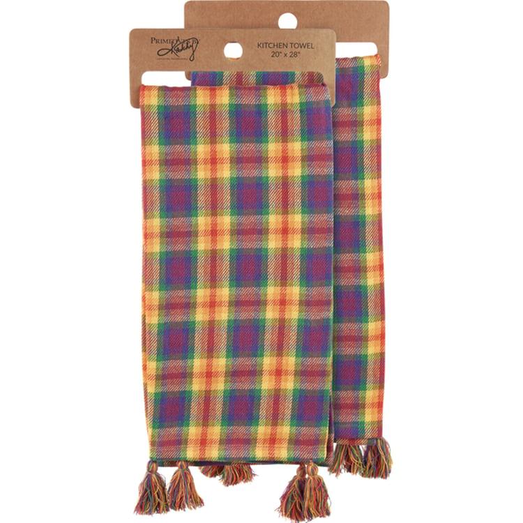 primitives by kathy Pride Plaid Kitchen Towel