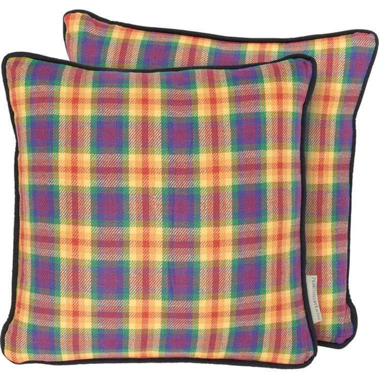 primitives by kathy Pride Plaid Pillow
