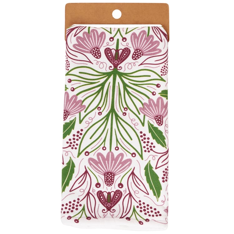Primitives By Kathy Purple Floral Kitchen Towel