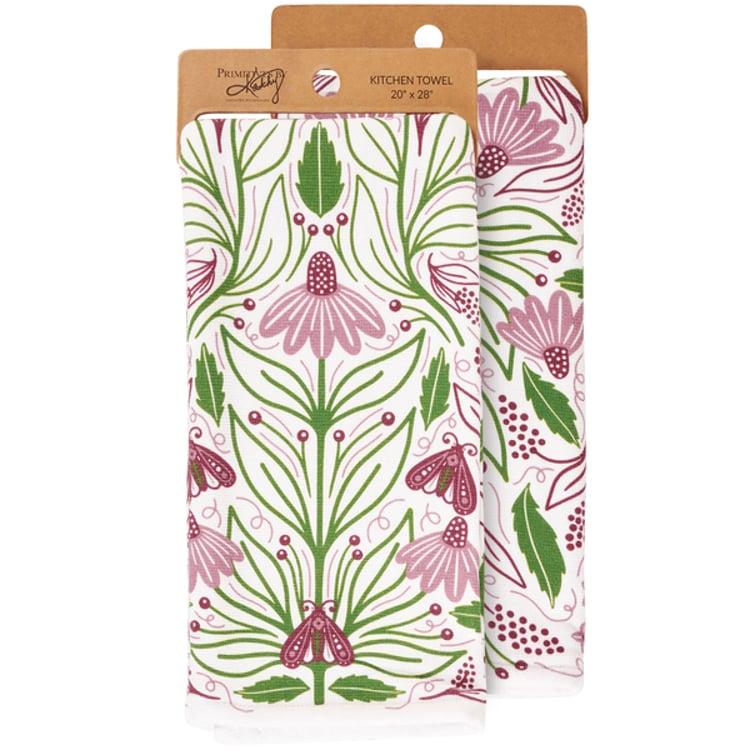 primitives by kathy Purple Floral Kitchen Towel